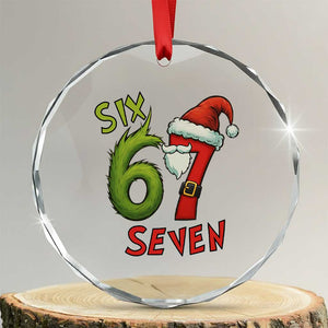 67 Six Seven Christmas Meme Crystal Glass Ornament Funny Santa Xmas TS14 Transparent Glass 3'' Circle Print Your Wear