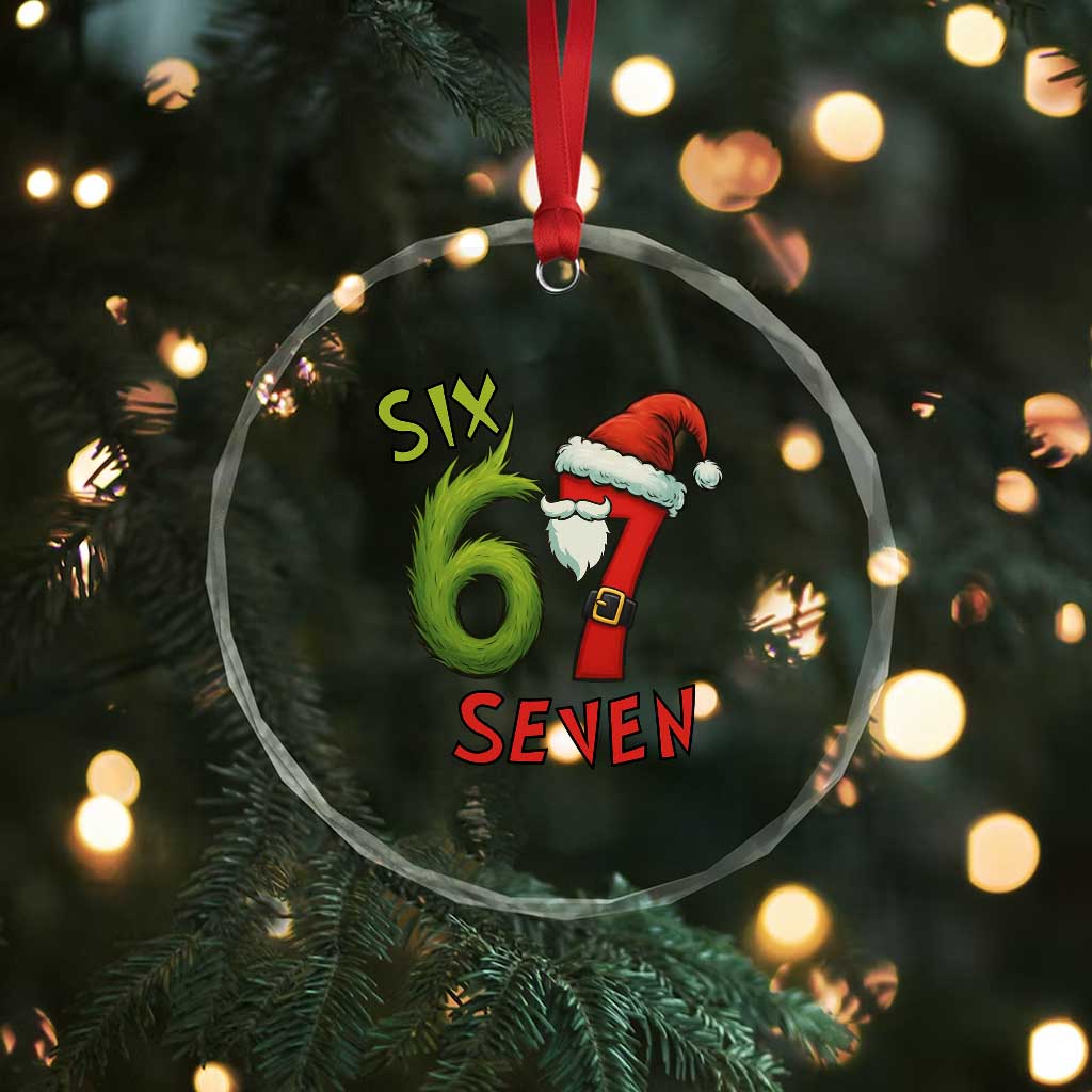 67 Six Seven Christmas Meme Crystal Glass Ornament Funny Santa Xmas TS14 Print Your Wear