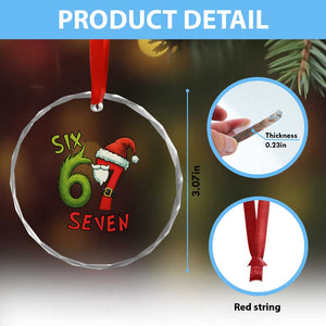 67 Six Seven Christmas Meme Crystal Glass Ornament Funny Santa Xmas TS14 Print Your Wear