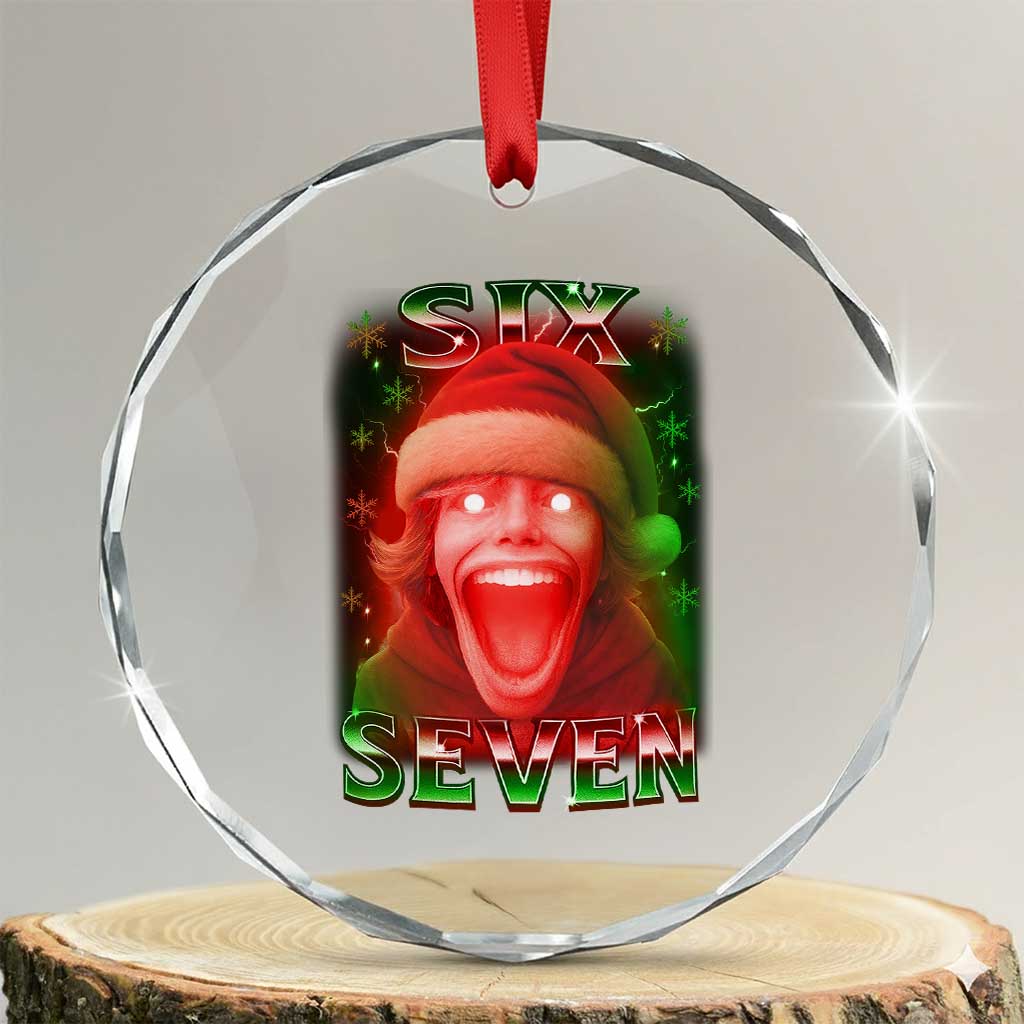 67 Six Seven Christmas Meme Crystal Glass Ornament The Mason 67 Kid Gen Alpha Slang TS11 Transparent Glass 3'' Circle Print Your Wear