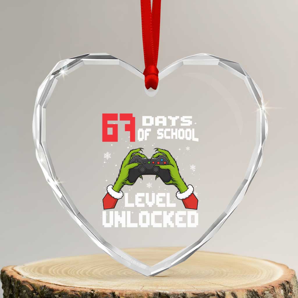 67 Six Seven Christmas Meme Heart Crystal Glass Ornament Funny Elf Hand Video Game Xmas TS14 Transparent Glass 3'' Heart Print Your Wear