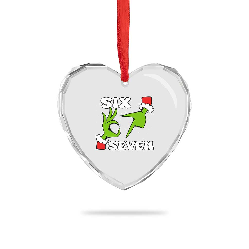 67 Six Seven Christmas Meme Heart Crystal Glass Ornament Funny Elf Hands TS14 Print Your Wear