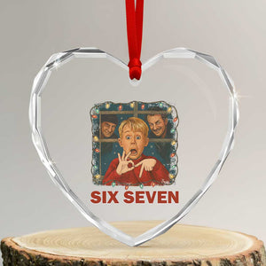 67 Six Seven Christmas Meme Heart Crystal Glass Ornament Funny Family Xmas Movie TS14 Transparent Glass 3'' Heart Print Your Wear