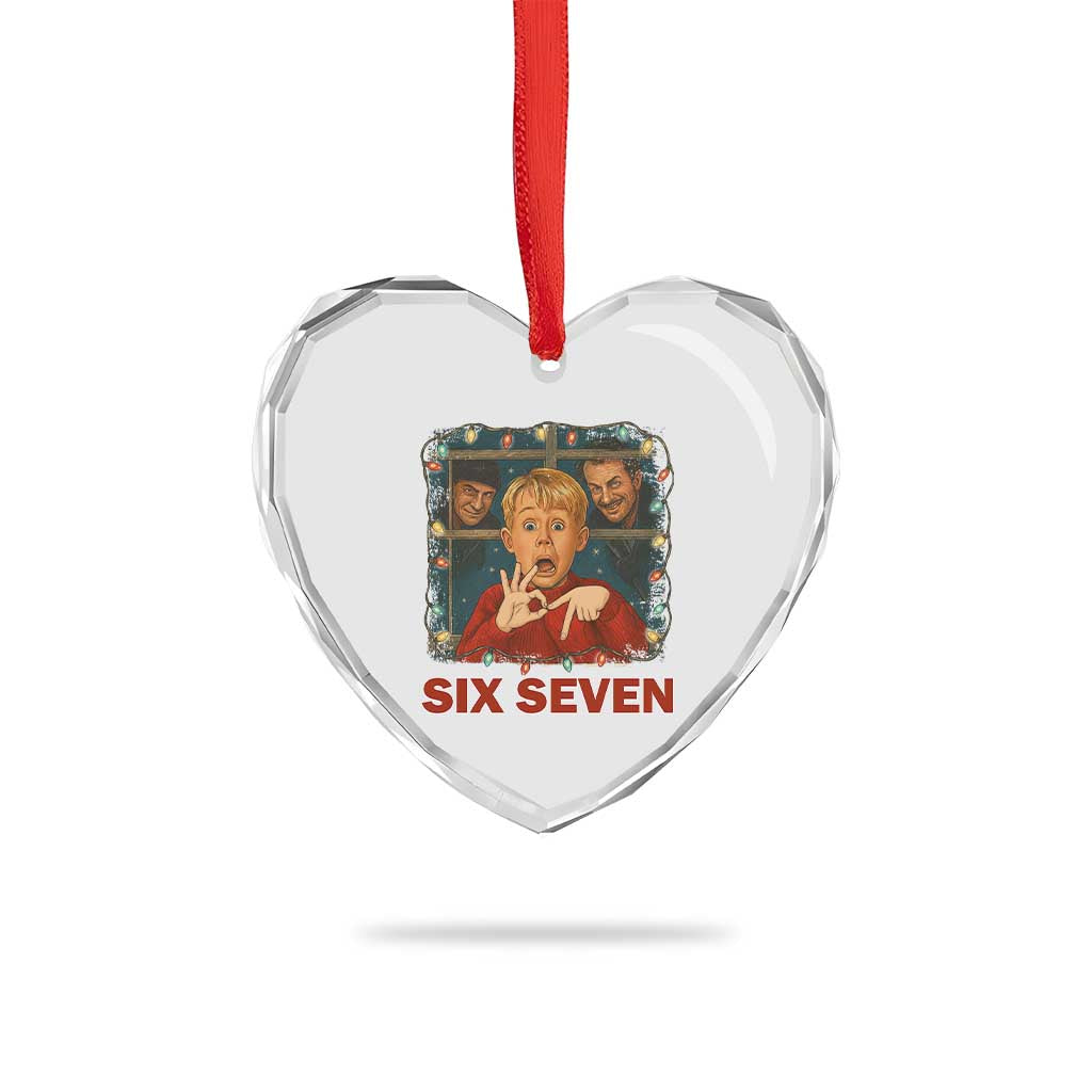 67 Six Seven Christmas Meme Heart Crystal Glass Ornament Funny Family Xmas Movie TS14 Print Your Wear