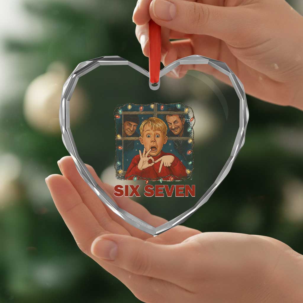67 Six Seven Christmas Meme Heart Crystal Glass Ornament Funny Family Xmas Movie TS14 Print Your Wear