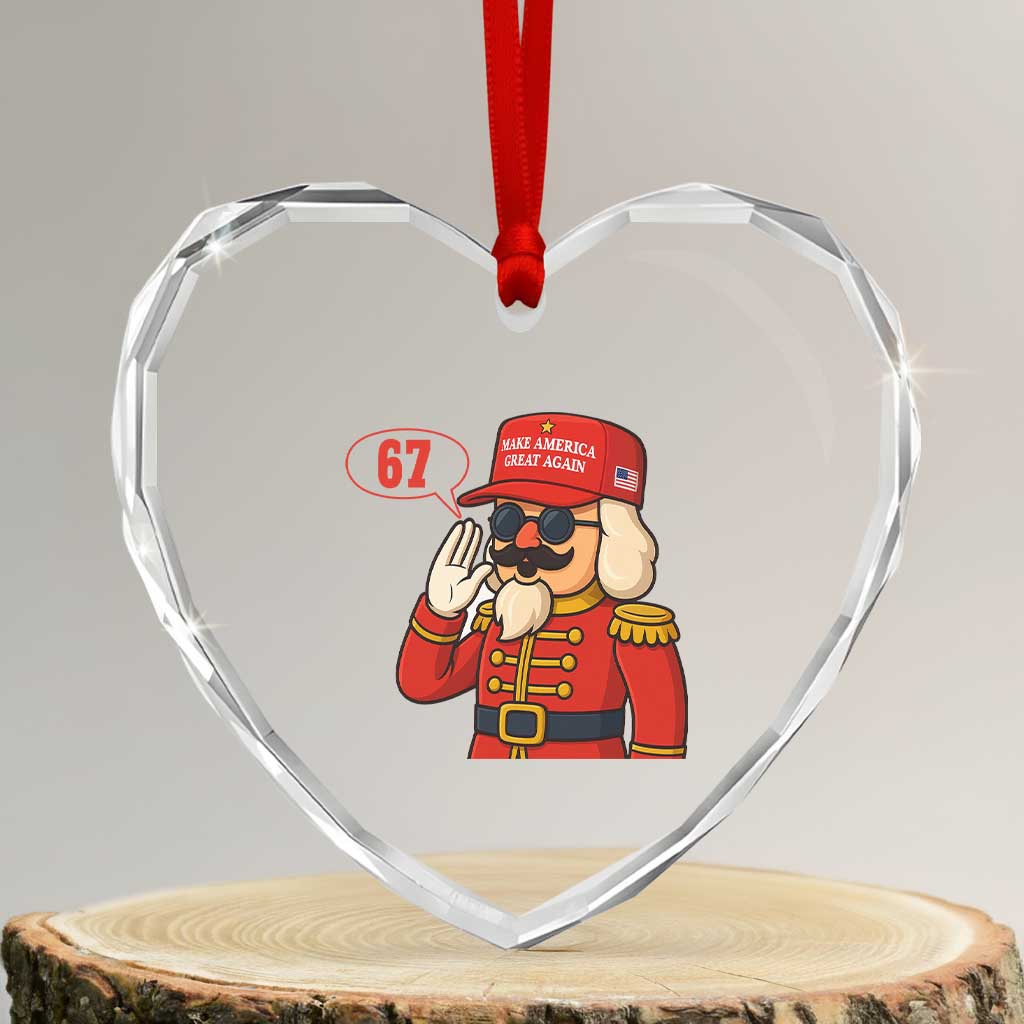 67 Six Seven Christmas Meme Heart Crystal Glass Ornament Funny Nutcracker Make Xmas Great Again TS14 Transparent Glass 3'' Heart Print Your Wear