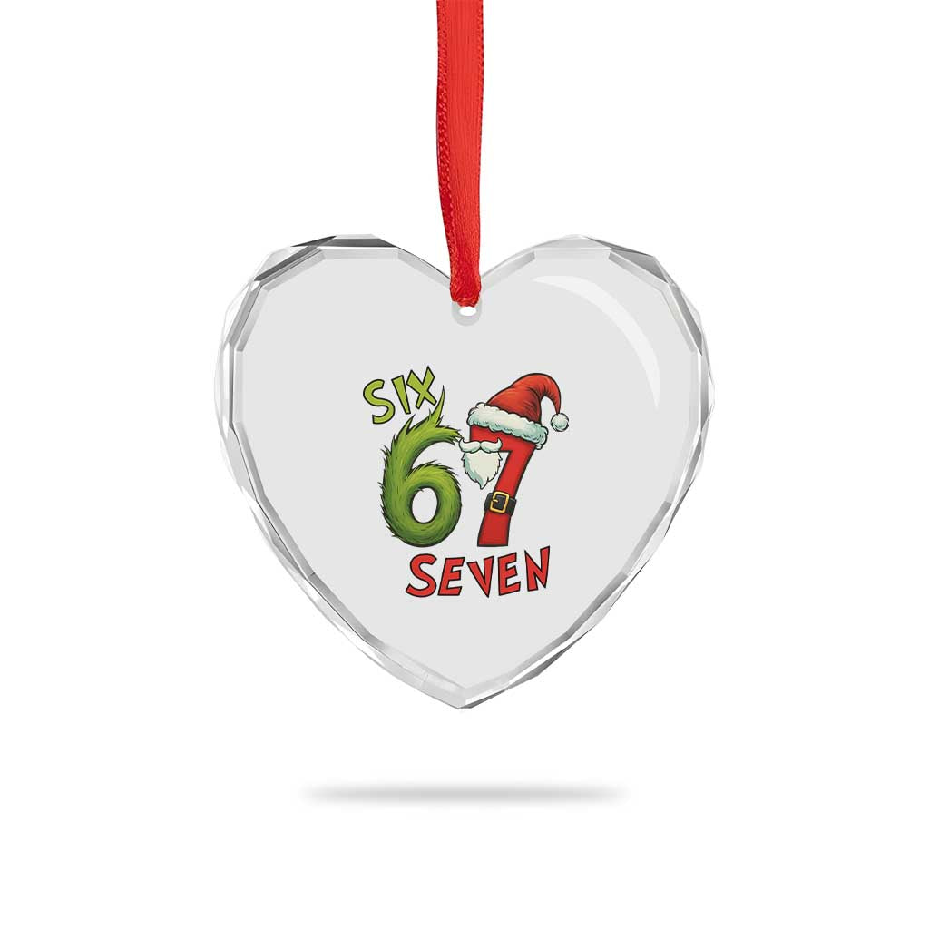 67 Six Seven Christmas Meme Heart Crystal Glass Ornament Funny Santa Xmas TS14 Print Your Wear