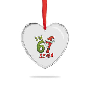 67 Six Seven Christmas Meme Heart Crystal Glass Ornament Funny Santa Xmas TS14 Print Your Wear