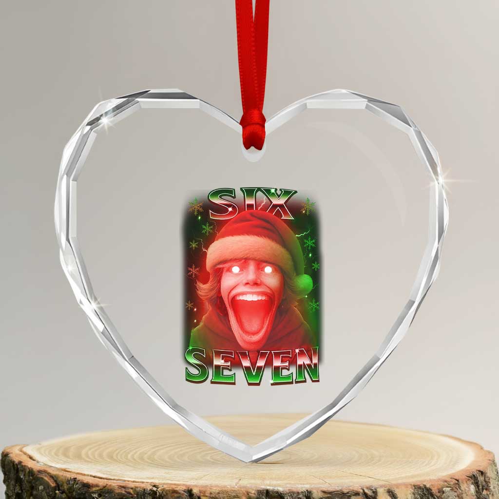 67 Six Seven Christmas Meme Heart Crystal Glass Ornament The Mason 67 Kid Gen Alpha Slang TS11 Transparent Glass 3'' Heart Print Your Wear