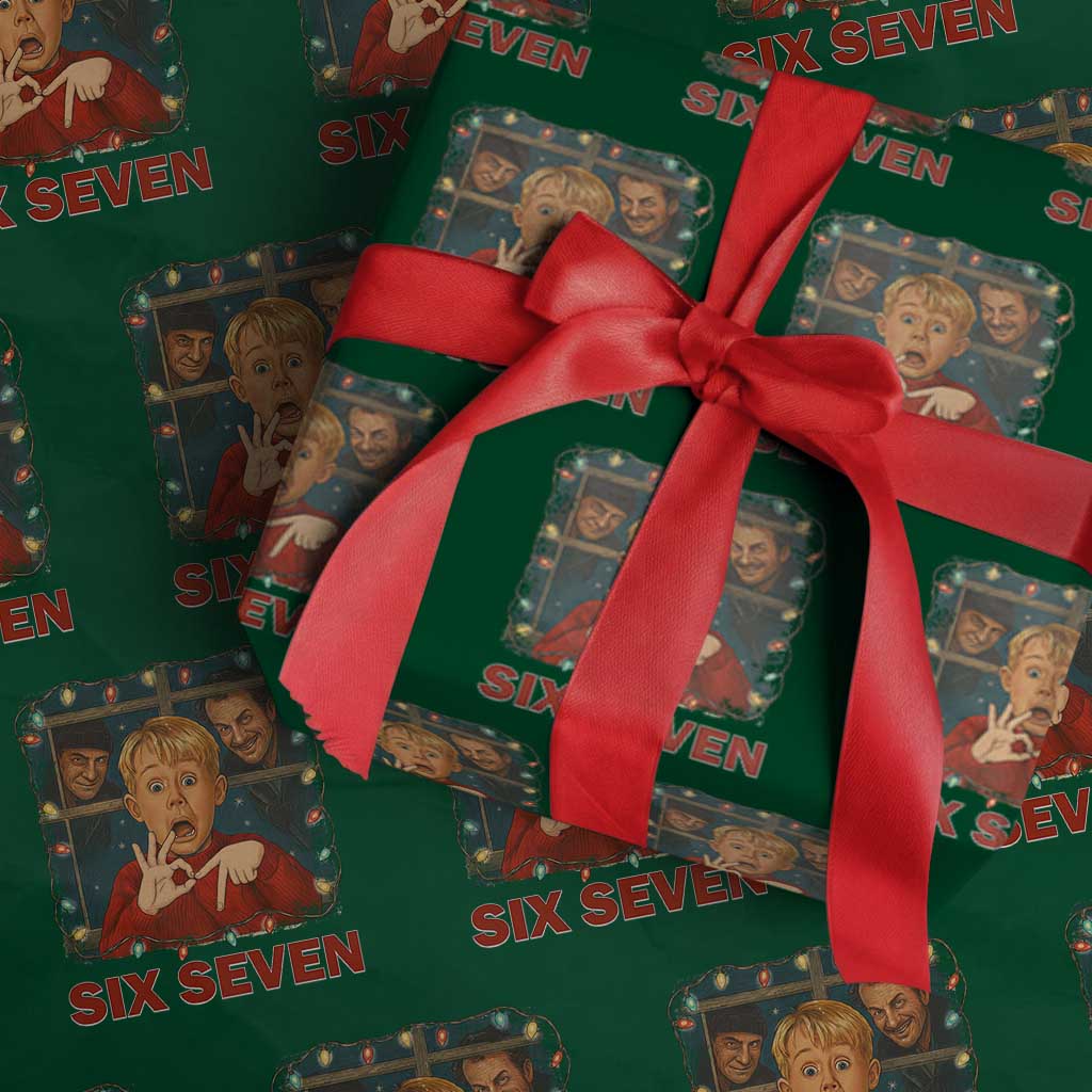 67 Six Seven Christmas Meme Wrapping Paper Roll Funny Family Xmas Movie TS14 Green Print Your Wear