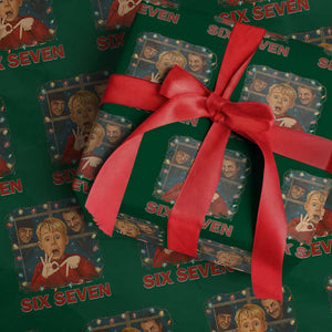 67 Six Seven Christmas Meme Wrapping Paper Roll Funny Family Xmas Movie TS14 Green Print Your Wear