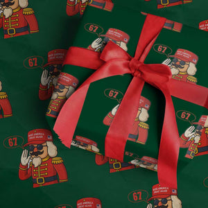 67 Six Seven Christmas Meme Wrapping Paper Roll Funny Nutcracker Make Xmas Great Again TS14 Green Print Your Wear