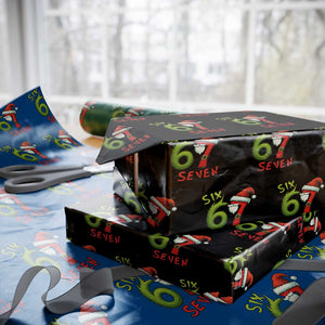67 Six Seven Christmas Meme Wrapping Paper Roll Funny Santa Xmas TS14 Black Print Your Wear