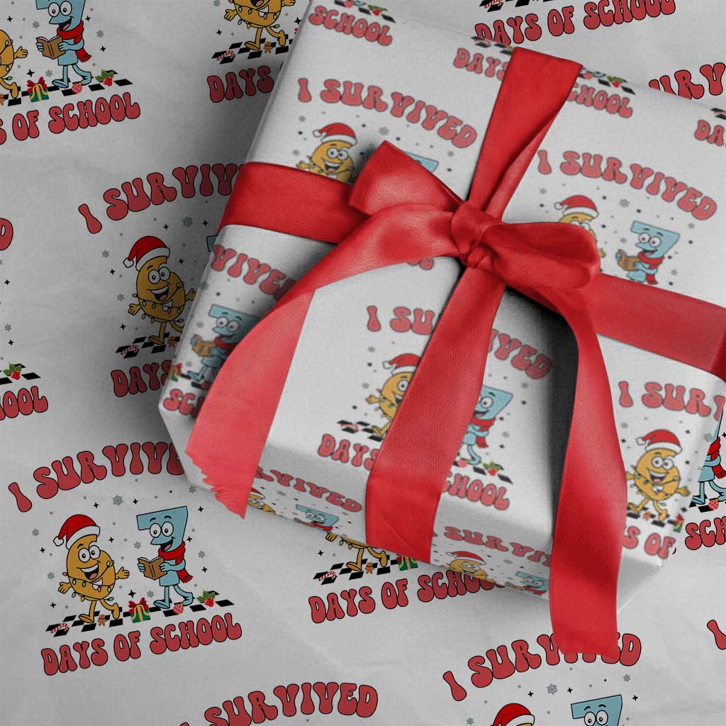 67 Six Seven Christmas Meme Wrapping Paper Roll I Survived Days Of School TS14 White Print Your Wear