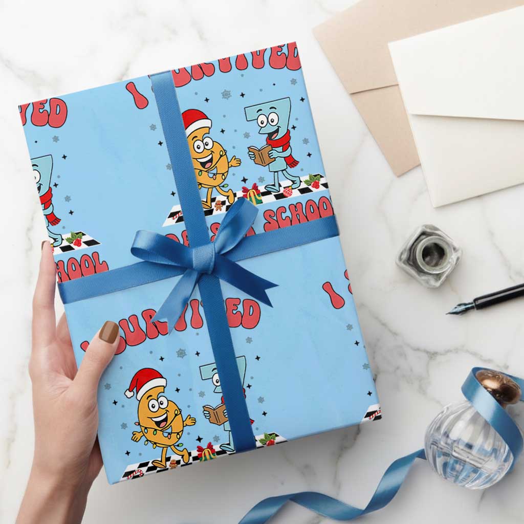 67 Six Seven Christmas Meme Wrapping Paper Roll I Survived Days Of School TS14 Light Blue Print Your Wear