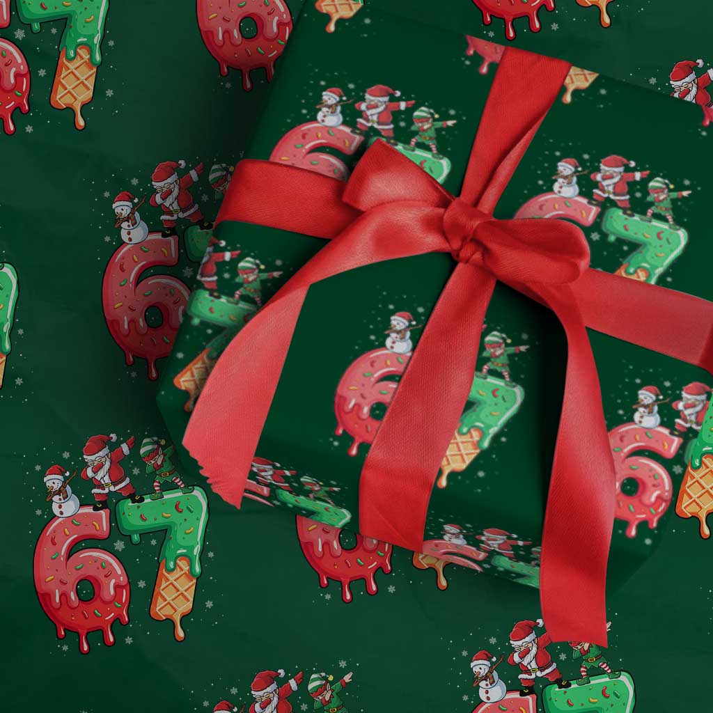 67 Six Seven Christmas Wrapping Paper Roll Funny Dabbing Santa Elf Friends 6 7 Meme Gen Alpha Slang TS10 Green Print Your Wear