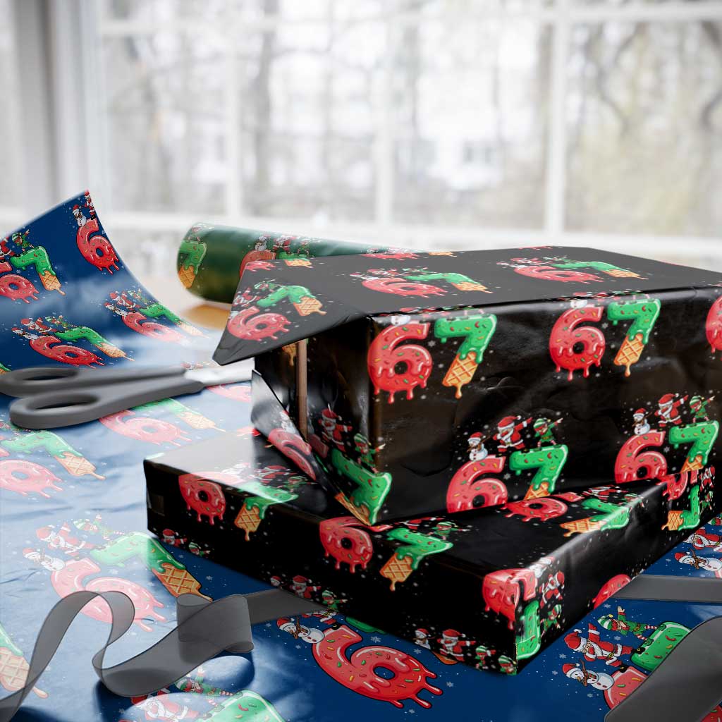67 Six Seven Christmas Wrapping Paper Roll Funny Dabbing Santa Elf Friends 6 7 Meme Gen Alpha Slang TS10 Black Print Your Wear