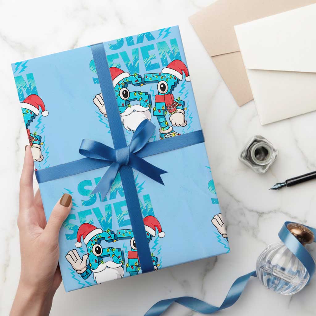 67 Six Seven Christmas Wrapping Paper Roll Funny Italian Brainrot Meme TS14 Light Blue Print Your Wear