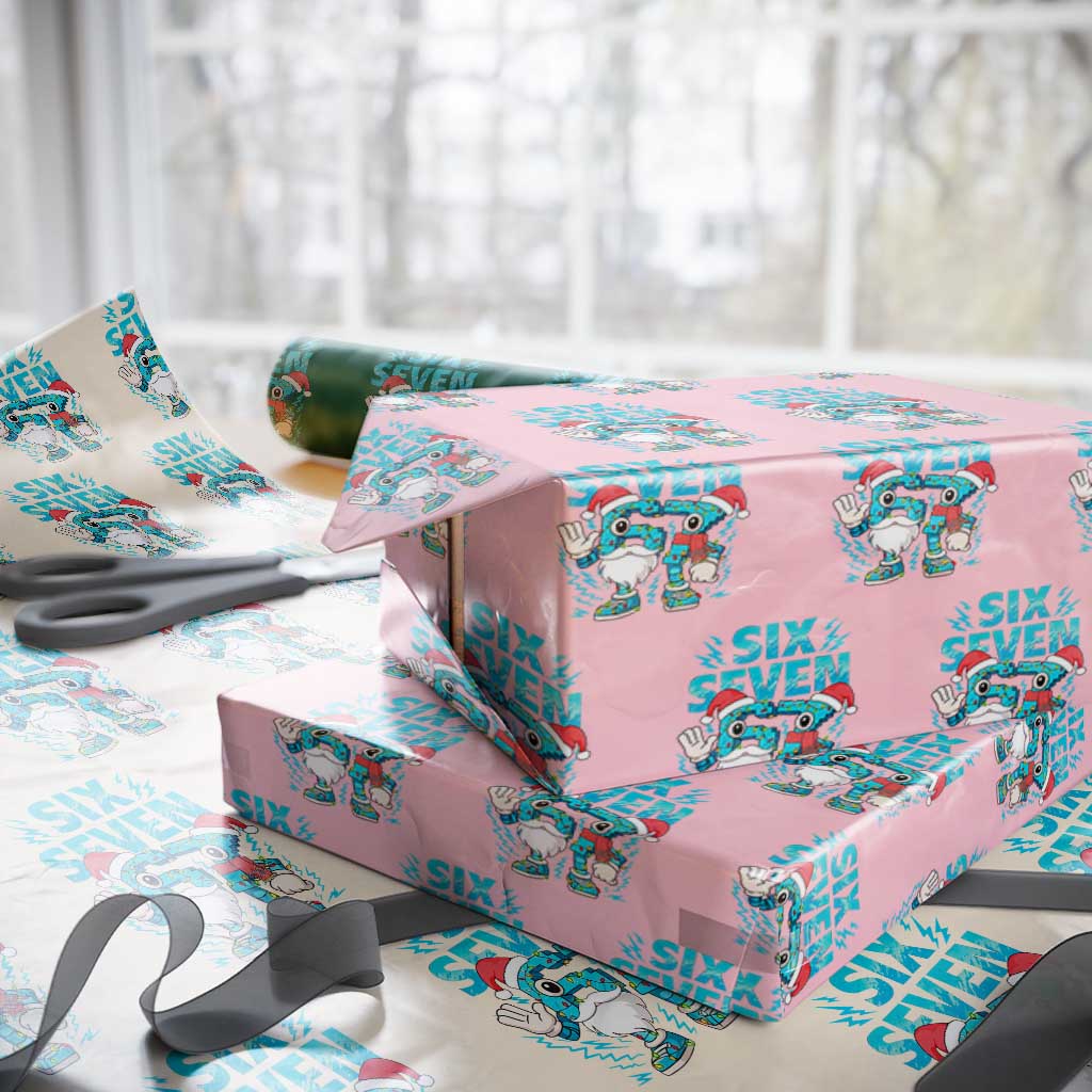 67 Six Seven Christmas Wrapping Paper Roll Funny Italian Brainrot Meme TS14 Light Pink Print Your Wear