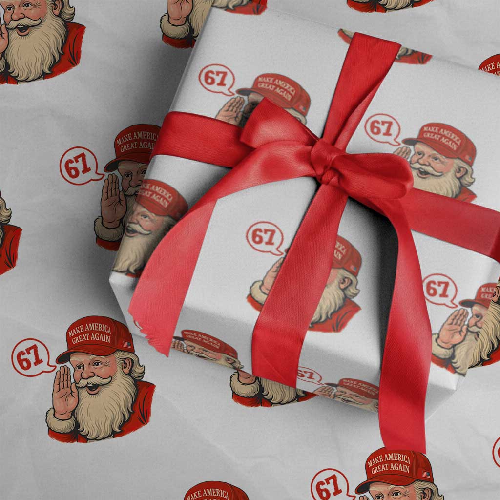 67 Six Seven Christmas Wrapping Paper Roll Santa MAGA Hat Xmas TS14 White Print Your Wear