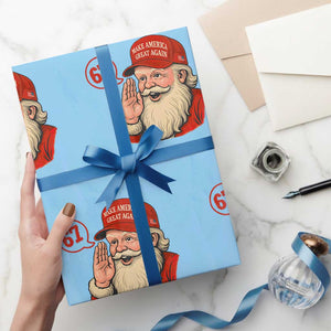 67 Six Seven Christmas Wrapping Paper Roll Santa MAGA Hat Xmas TS14 Light Blue Print Your Wear