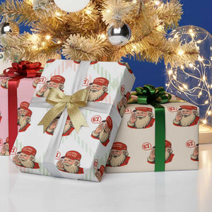 67 Six Seven Christmas Wrapping Paper Roll Santa MAGA Hat Xmas TS14 Print Your Wear