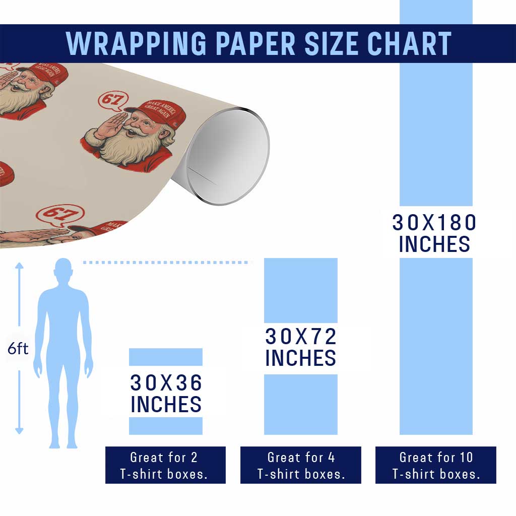 67 Six Seven Christmas Wrapping Paper Roll Santa MAGA Hat Xmas TS14 Print Your Wear