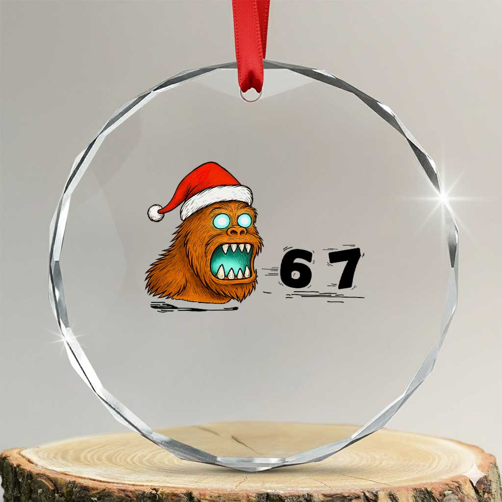 67 Six Seven Crystal Glass Ornament Funny Bigfoot Christmas TS14 Transparent Glass 3'' Circle Print Your Wear