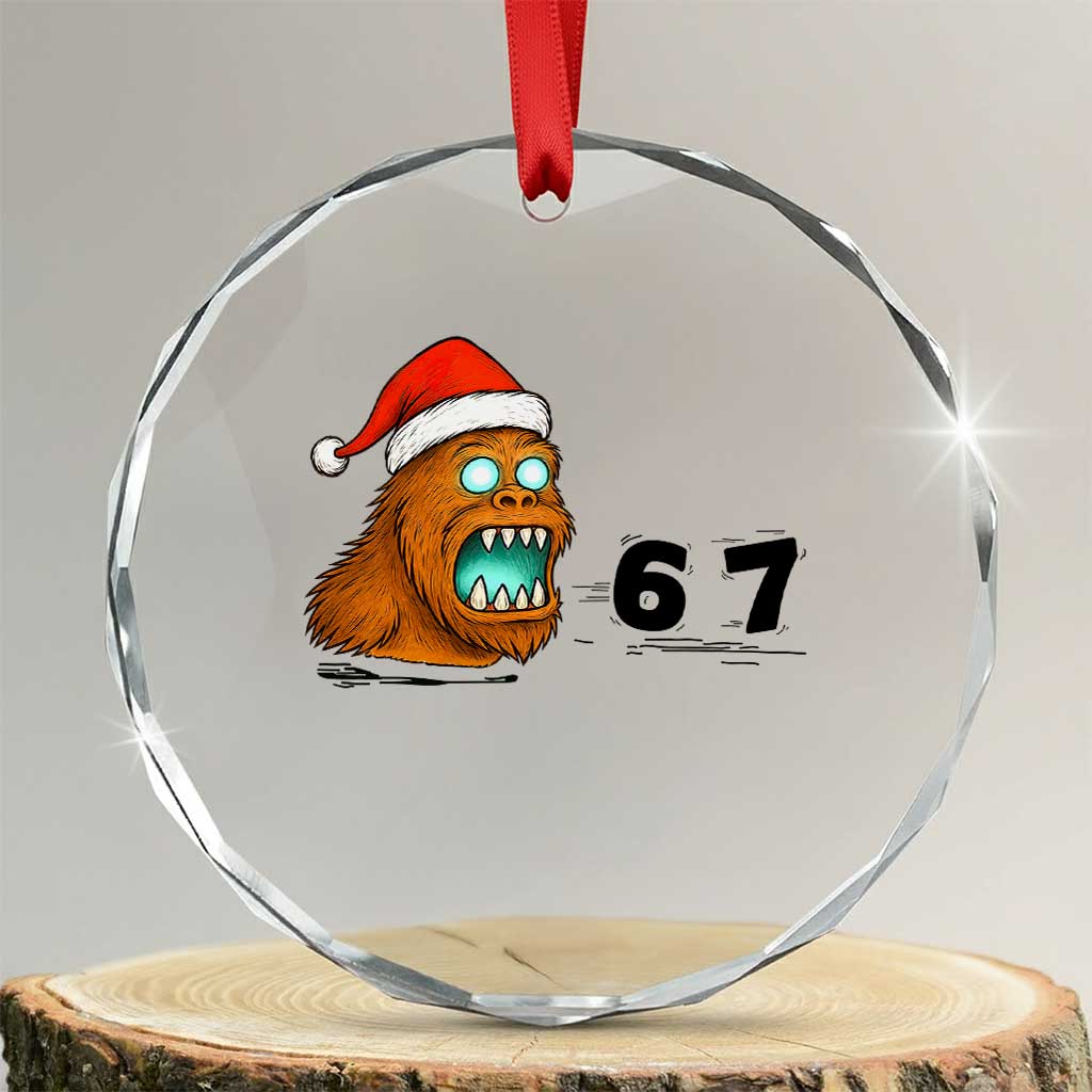 67 Six Seven Crystal Glass Ornament Funny Bigfoot Christmas TS14 Transparent Glass 3'' Circle Print Your Wear