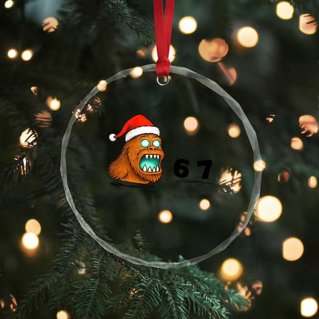 67 Six Seven Crystal Glass Ornament Funny Bigfoot Christmas TS14 Print Your Wear