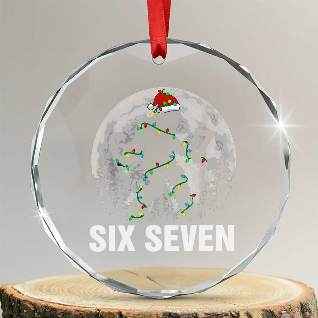 67 Six Seven Crystal Glass Ornament Funny Bigfoot Christmas Sasquatch Moon TS14 Transparent Glass 3'' Circle Print Your Wear