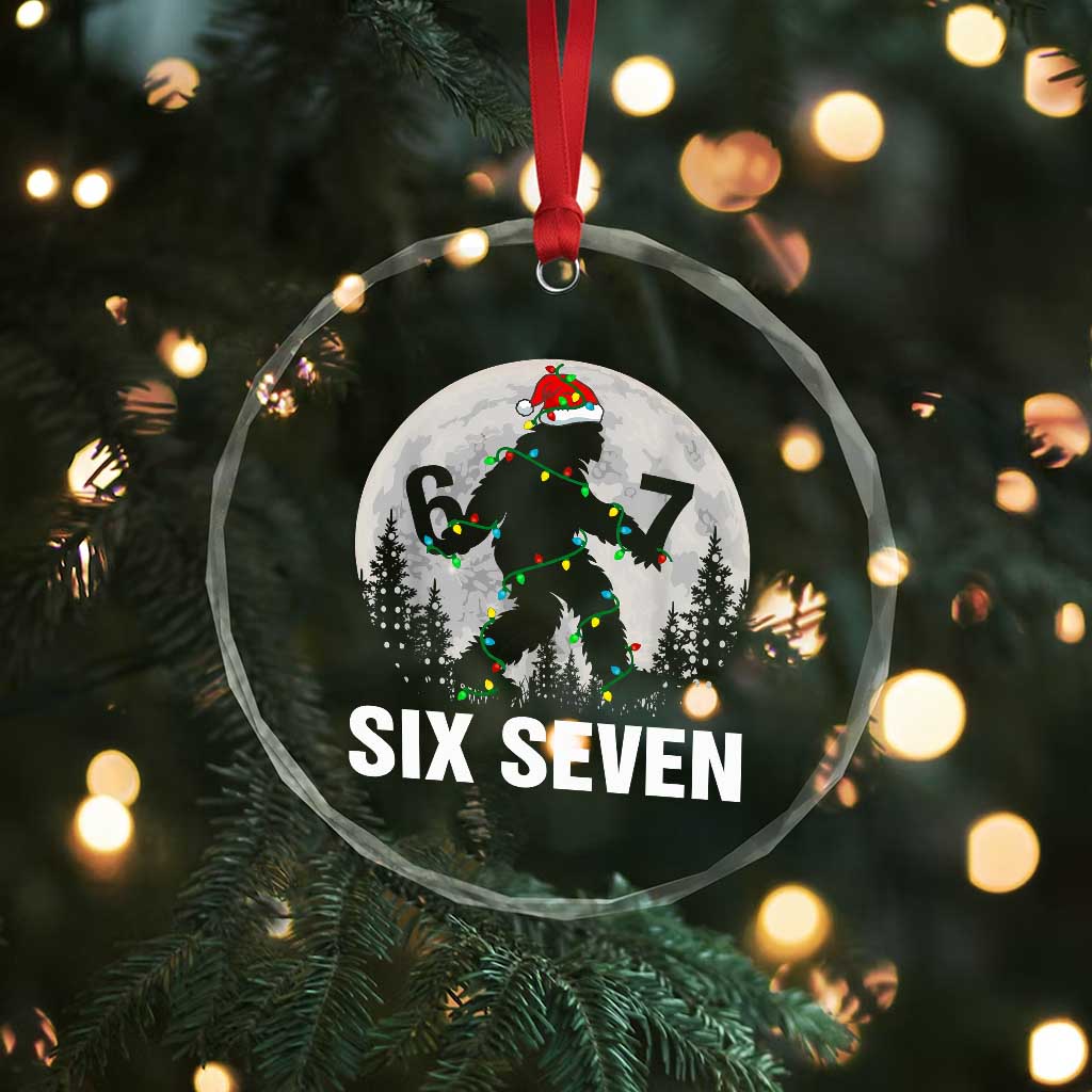 67 Six Seven Crystal Glass Ornament Funny Bigfoot Christmas Sasquatch Moon TS14 Print Your Wear
