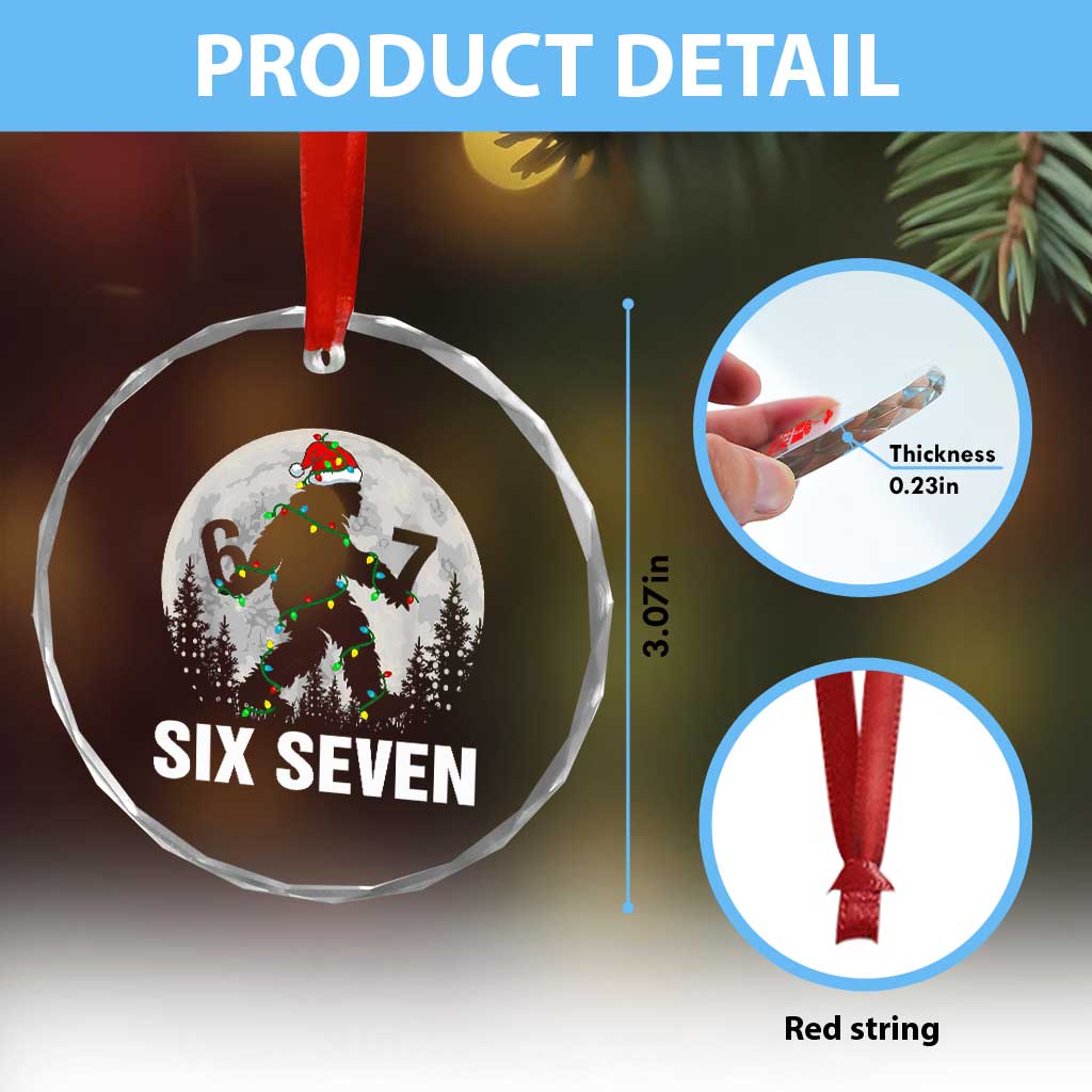 67 Six Seven Crystal Glass Ornament Funny Bigfoot Christmas Sasquatch Moon TS14 Print Your Wear