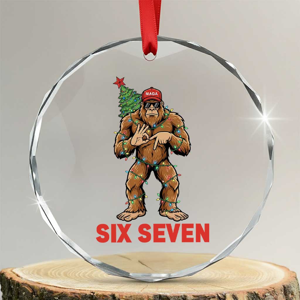 67 Six Seven Crystal Glass Ornament Funny Bigfoot Trump Support Christmas TS14 Transparent Glass 3'' Circle Print Your Wear