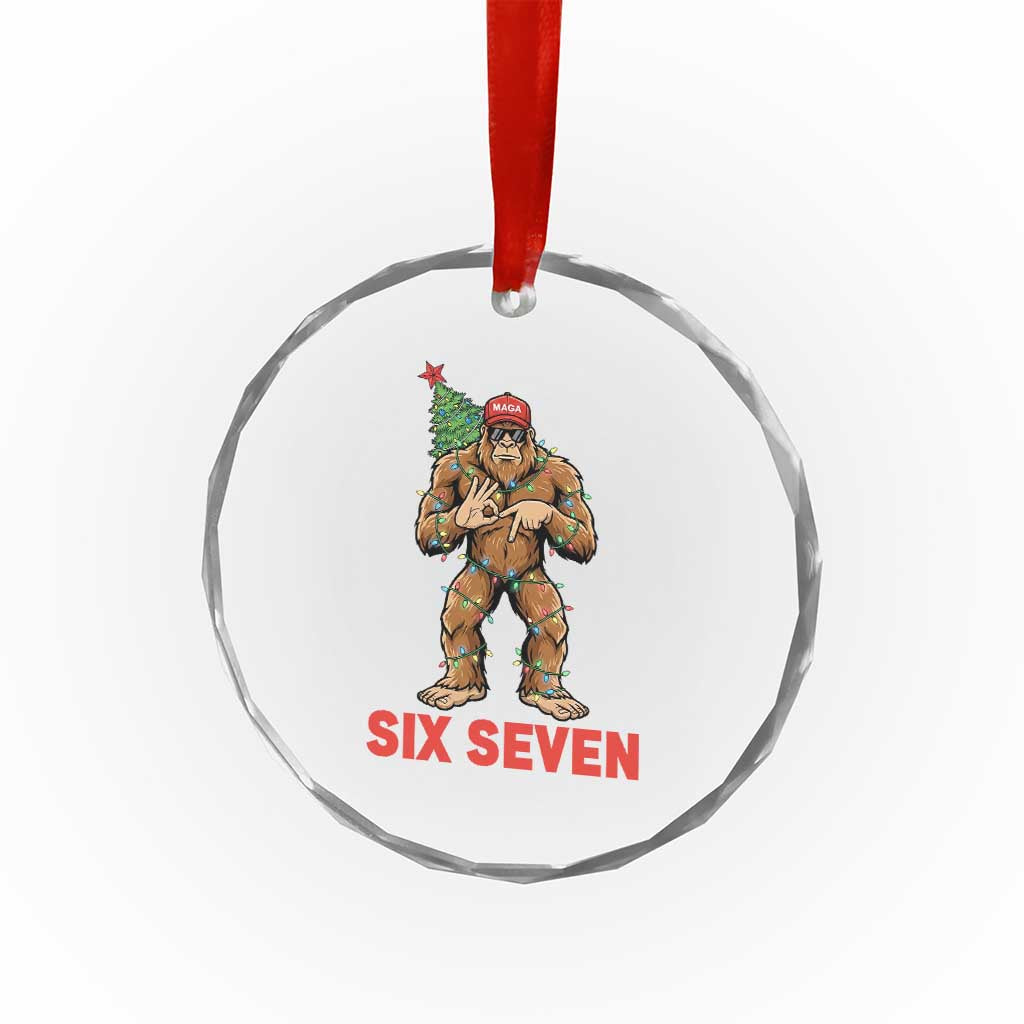 67 Six Seven Crystal Glass Ornament Funny Bigfoot Trump Support Christmas TS14 Print Your Wear