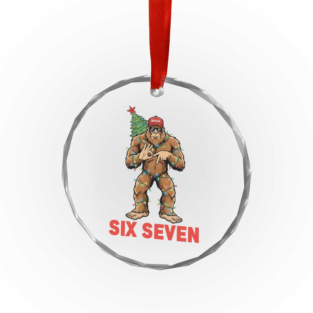 67 Six Seven Crystal Glass Ornament Funny Bigfoot Trump Support Christmas TS14 Print Your Wear
