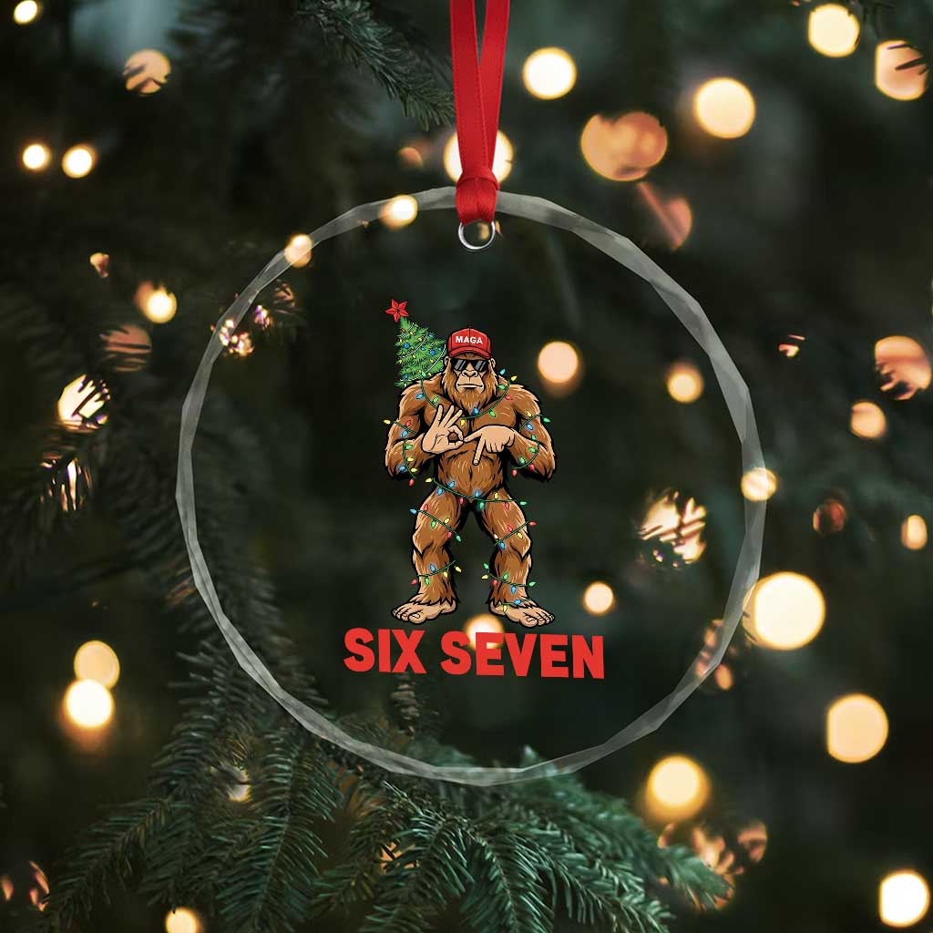 67 Six Seven Crystal Glass Ornament Funny Bigfoot Trump Support Christmas TS14 Print Your Wear