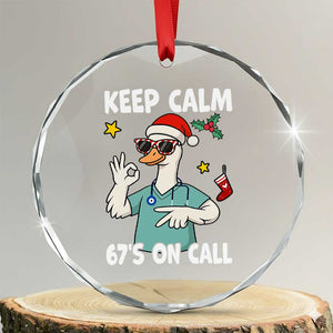 67 Six Seven Goose Nurse Christmas Meme Crystal Glass Ornament TS14 Transparent Glass 3'' Circle Print Your Wear