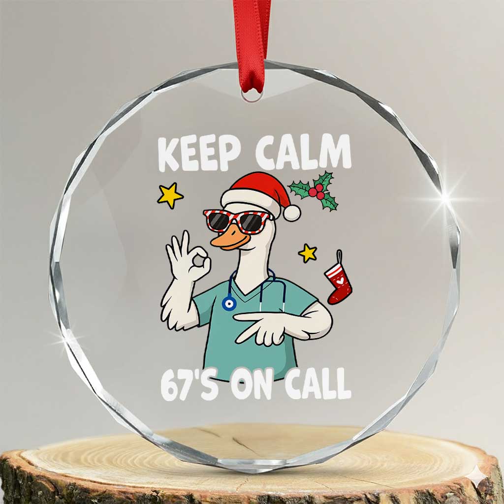 67 Six Seven Goose Nurse Christmas Meme Crystal Glass Ornament TS14 Transparent Glass 3'' Circle Print Your Wear