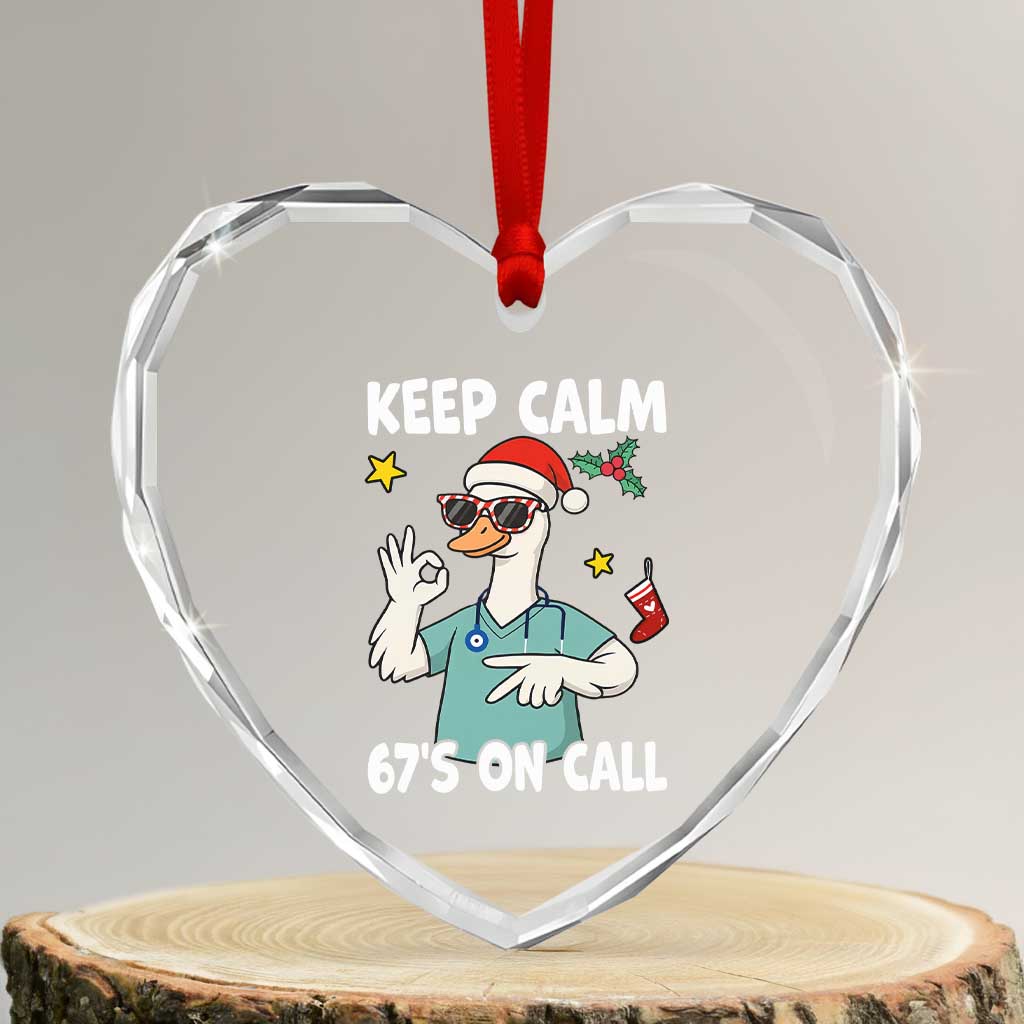 67 Six Seven Goose Nurse Christmas Meme Heart Crystal Glass Ornament TS14 Transparent Glass 3'' Heart Print Your Wear