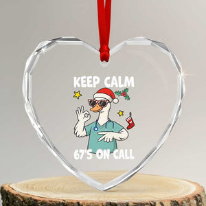 67 Six Seven Goose Nurse Christmas Meme Heart Crystal Glass Ornament TS14 Transparent Glass 3'' Heart Print Your Wear