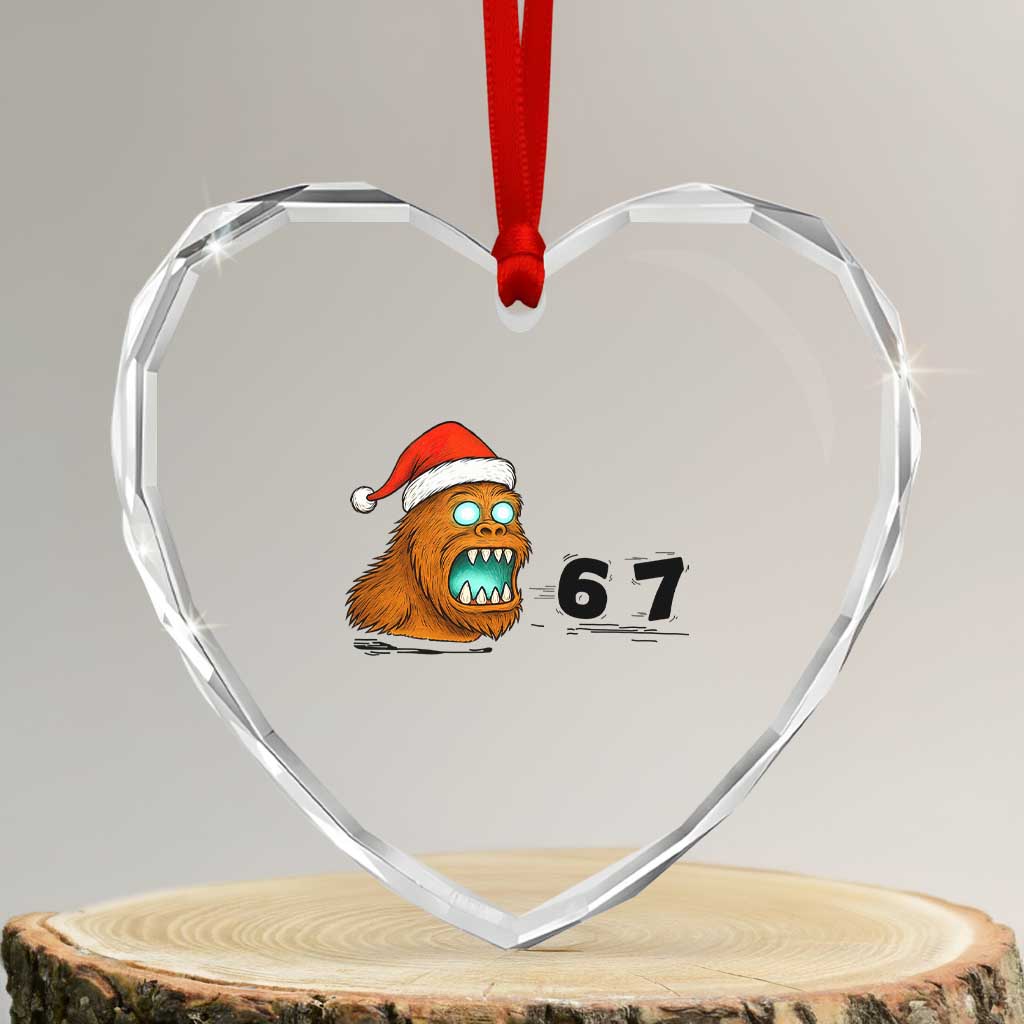 67 Six Seven Heart Crystal Glass Ornament Funny Bigfoot Christmas TS14 Transparent Glass 3'' Heart Print Your Wear
