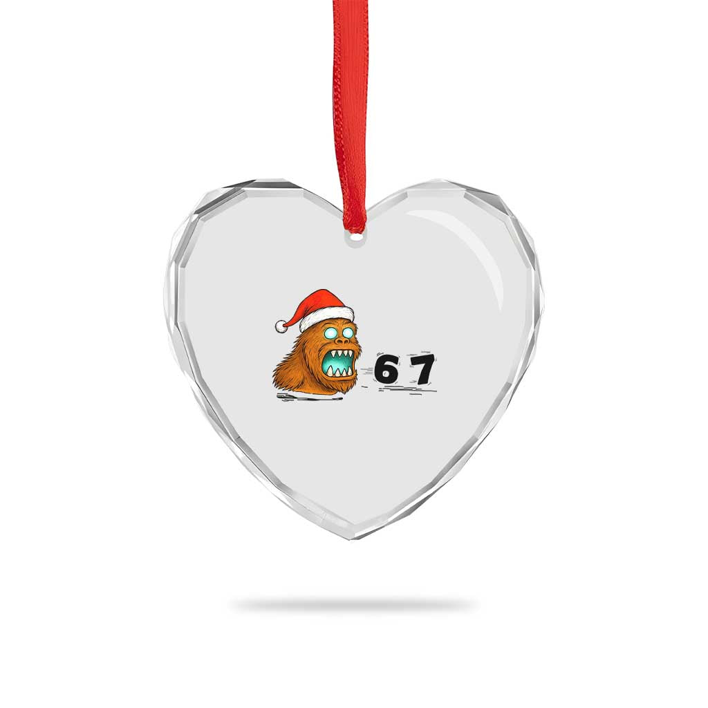 67 Six Seven Heart Crystal Glass Ornament Funny Bigfoot Christmas TS14 Print Your Wear