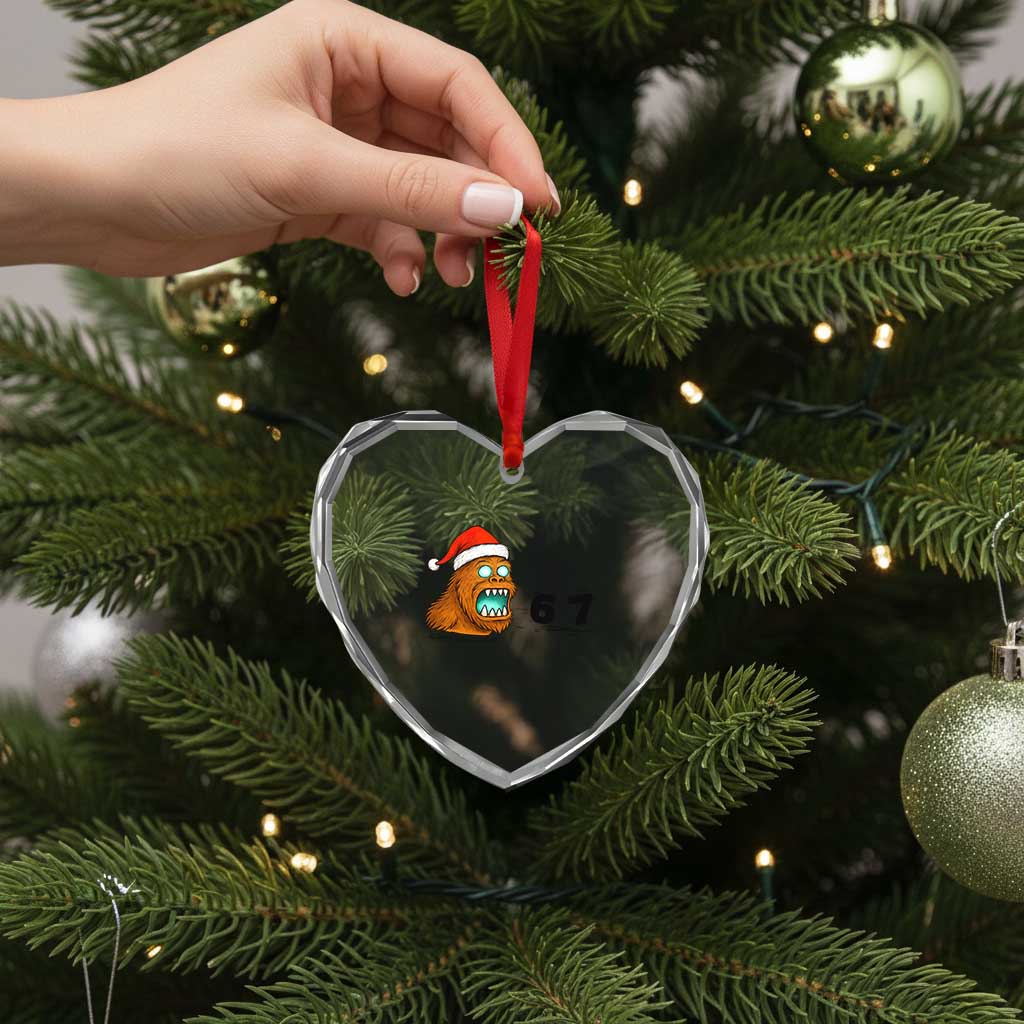 67 Six Seven Heart Crystal Glass Ornament Funny Bigfoot Christmas TS14 Print Your Wear
