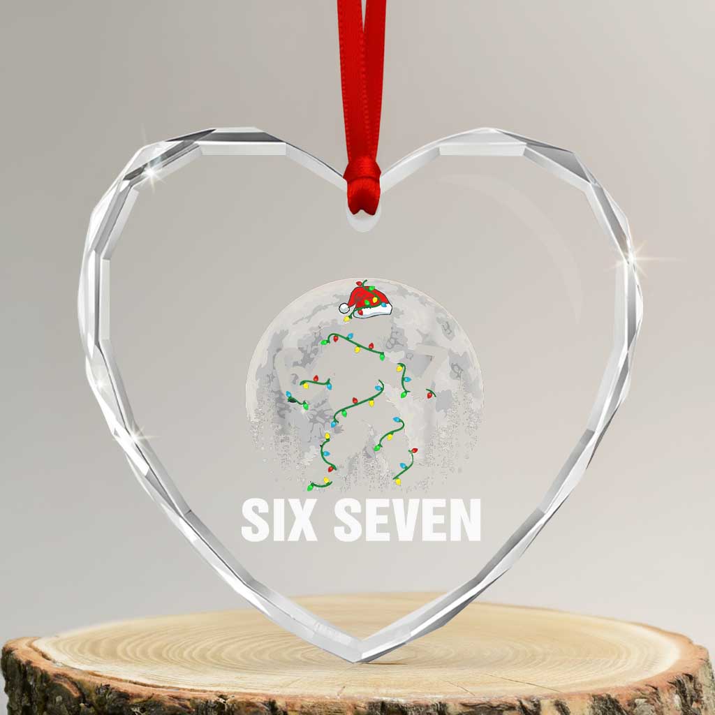 67 Six Seven Heart Crystal Glass Ornament Funny Bigfoot Christmas Sasquatch Moon TS14 Transparent Glass 3'' Heart Print Your Wear