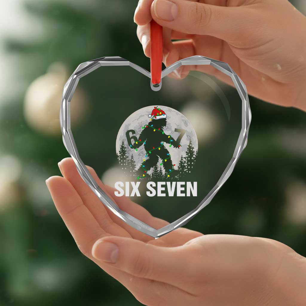 67 Six Seven Heart Crystal Glass Ornament Funny Bigfoot Christmas Sasquatch Moon TS14 Print Your Wear