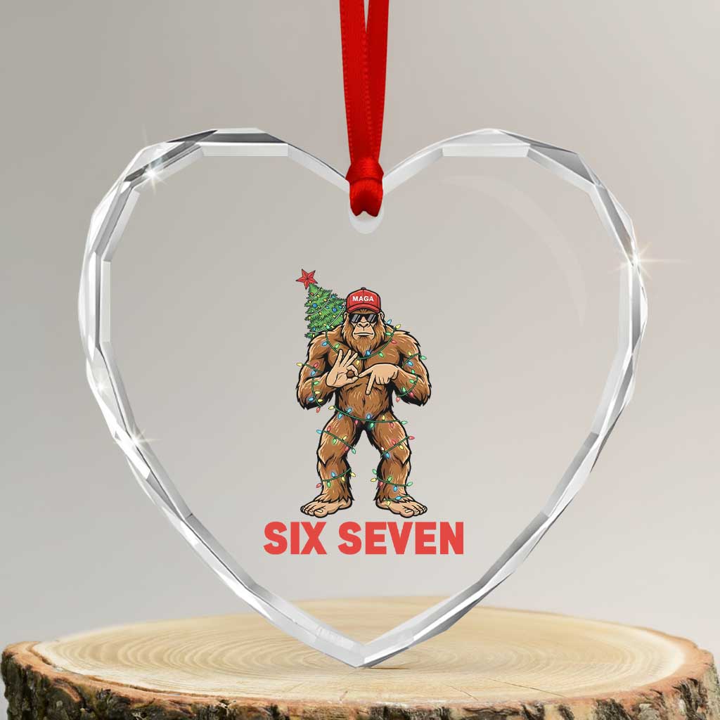 67 Six Seven Heart Crystal Glass Ornament Funny Bigfoot Trump Support Christmas TS14 Transparent Glass 3'' Heart Print Your Wear
