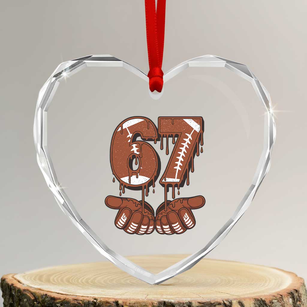 67 Six Seven Heart Crystal Glass Ornament Funny Football Meme TS14 Transparent Glass 3'' Heart Print Your Wear