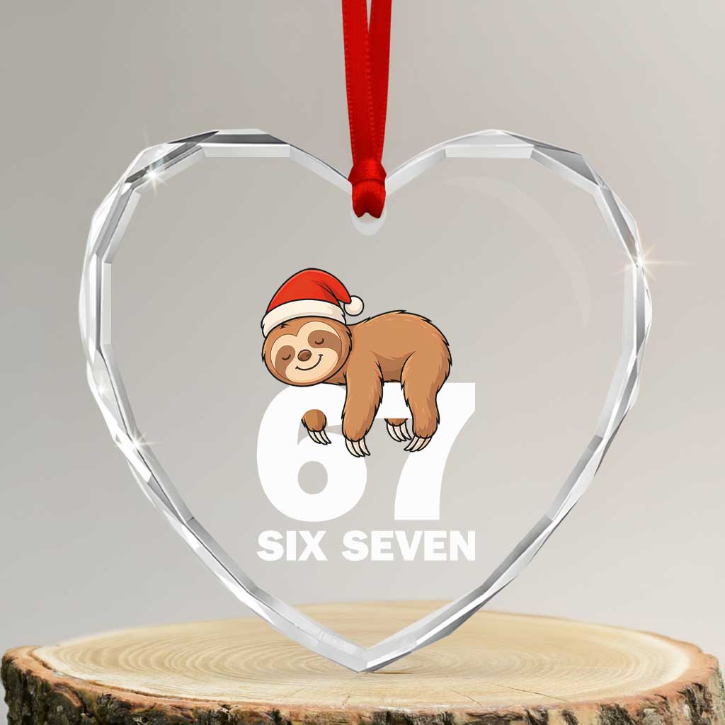 67 Six Seven Heart Crystal Glass Ornament Funny Sloth Christmas TS14 Transparent Glass 3'' Heart Print Your Wear
