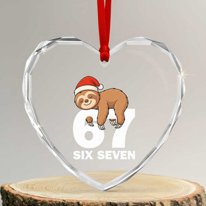 67 Six Seven Heart Crystal Glass Ornament Funny Sloth Christmas TS14 Transparent Glass 3'' Heart Print Your Wear